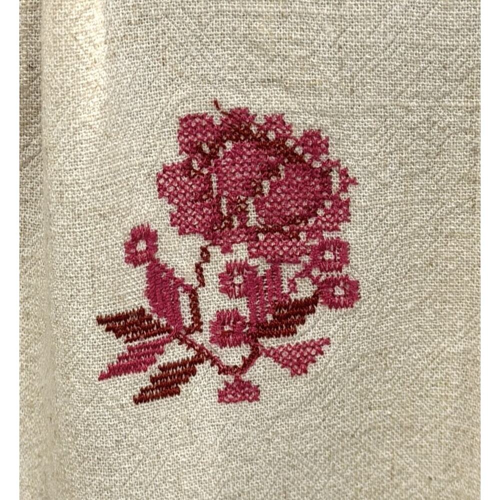 Solitaire Women’s Linen Blend Peasant Blouse SZ 2X Boho Floral Stitch Ruffle - Picture 10 of 14